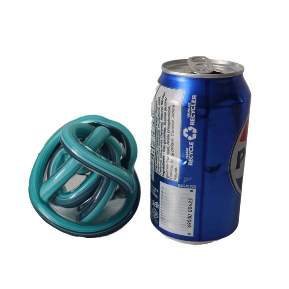 Vintage Art Glass Twisted Infinity Knot Blue Hand Blown Paperweight - Picture 4 of 4